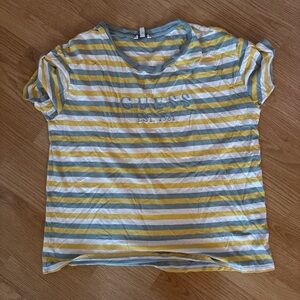Guess Yellow and Blue Striped Short Sleeve Tee